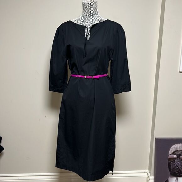 🇨🇦🎀 Judith & Charles black v neck sheath dress 3/4 sleeves 2 - Picture 2 of 16